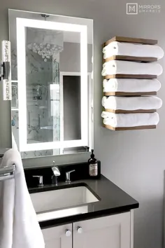 آینه توالت حمام LED با چراغ جلو: 24 "عرض x 40" بلند - مستطیل - دیواری