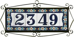 کاشی و سرامیک آدرس گل های آبی اسپانیایی برای شماره ها ، حروف و فریم های خانه |  eBay