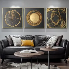 نقاشی طلایی نقاشی دستی نقاشی رنگ روغن انتزاعی با کیفیت بالا هنر روی بوم نقاشی انتزاعی نقاشی رنگ روغن برای اتاق نشیمن