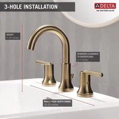 شیرآلات سینک ظرفشویی حمام WaterSense 2 دسته ای Delta Trinsic Bronze با درین Lowes.com