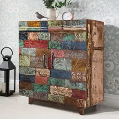 کاشی چوبی حکاکی شده رنگین کمان کابینت ذخیره سازی چوب بازیابی شده
