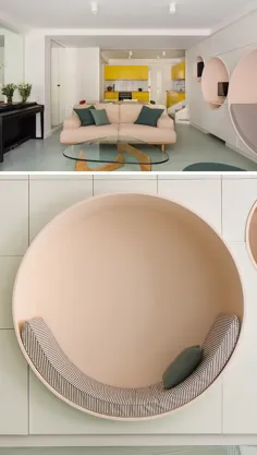 طاقچه های دایره ای جزئیات جالب طراحی در این آپارتمان فرانسوی هستند
