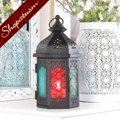 36 شمع فانوس مراکش قطعات برجسته برج رنگی