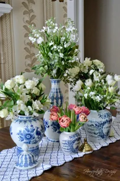 شادی آبی و سفید و گلها