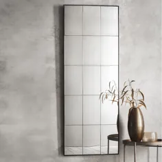 آینه پانل مشکی مستطیلی با شیشه پرنعمت |  گل پامچال و آلو
