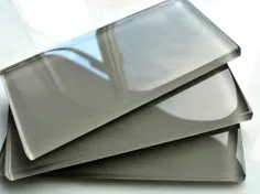 کاشی شیشه ای مترو براق خاکستری 3x6 متری Backsplash SPA حمام آشپزخانه (قطعه نمونه)