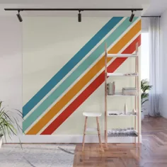 Alator - Classic 70s Retro Summer Stripes Wall Mural توسط alphaomega