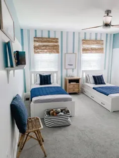 اتاق خواب ساحلی + سایه های بامبو DIY برای |  Fraîche & Co