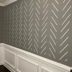 شابلون دیواری Ella Herringbone - شابلون دیواری هندسی برای آرایش آسان اتاق - شابلون بزرگ برای نقاشی دیوارها - شابلون های با کیفیت بالا
