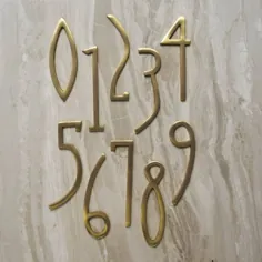 اعداد و حروف درب خانه طلای برنجی مدرن آرت دکو |  اتسی