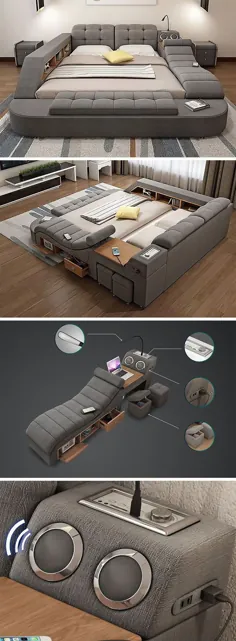 این تختخواب عالی به عنوان یک کاناپه و یک میز WFH مجهز به همه فن آوری های هوشمند است!  |  یانکو دیزیگ