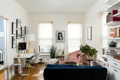 این آپارتمان کوچک و آرام NYC Life Coach دارای مبلمان مدرن ، عتیقه های خانوادگی و هنرهای زنان هنرمند است