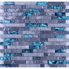 کاشی دیواری موزاییک سنگی شیشه ای آبی کاشی سنگ مرمر خاکستری کاشی آشپزخانه |  Bravotti.com