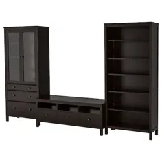 ترکیب ذخیره سازی تلویزیون HEMNES ، رنگ آمیزی خاکستری تیره ، 128 3 / 8x77 1/2 "- IKEA