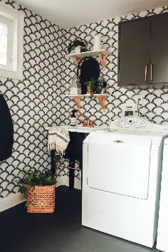 لباس اتاق لباسشویی با کاغذ دیواری متحرک موقت و ورقه ورقه ای نقاشی شده - تودرتو با گریس