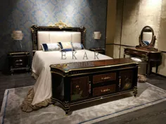 تختخواب پارچه ای تخت اندازه لوکس جامد چوبی