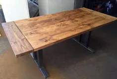 میز ناهار خوری چوبی بازسازی شده میز رومیزی چوبی اصلاح شده با |  اتسی