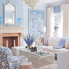 اتاق نشیمن آبی و سفید