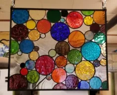 حباب های شیشه رنگی رنگارنگ RB-12 / دایره های شیشه Vintage - شیشه رنگی Terraza
