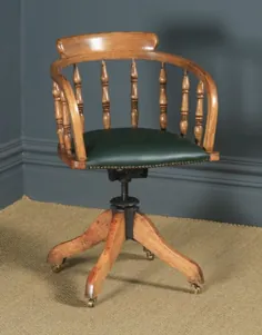 صندلی دستی اداری ادواردین جامد خاکستر چرمی گردان اداری (حدود 1910) |  770001
