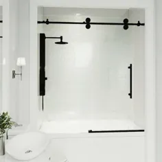 VIGO Elan 66-in H x 56 in to 60-in W Frameless Sliding Matte Matte Black Bath Door (Clear Glass) Lowes.com