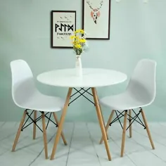 میز گرد و صندلی غذاخوری 80 سانتی متری 2/4 ست اتاق سفید چوب سفید دفتر خانه انگلیس