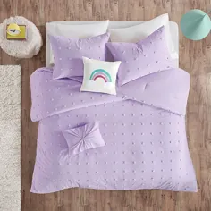 Urban Habitat Kids Callie 4-Piece Cotton Jacquard Pom Pom Twin Comforter in Lavender