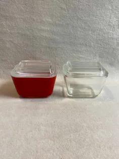 ظرف های یخچال قرمز و تمیز Pyrex 1 1/2 فنجان با |  اتسی