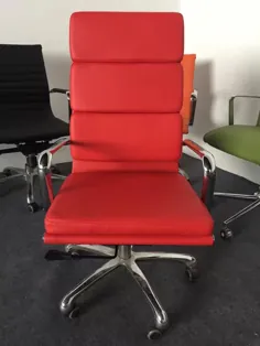 صندلی اداری eames قرمز مدرن / صندلی اداری خمیده قرمز / صندلی مش eames قرمز ارگونومیک