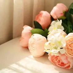 رژگونه 2 بوش |  دسته گل گل ابریشم مصنوعی گل رز گل رز و گل رز