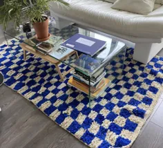 فرش چهارخانه آبی مراکش فرش جستجوگر سفارشی مراکش |  اتسی