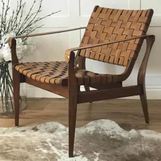 صندلی طرح گیاهی چرمی بافته شده