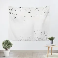 مینیمالیست دیوار مروارید ملیله سیاه و سفید پرنده آویزان |  اتسی