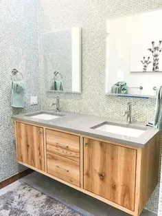 کابینت غرور حمام شناور ساخته شده از چوب اصلاح شده / |  اتسی