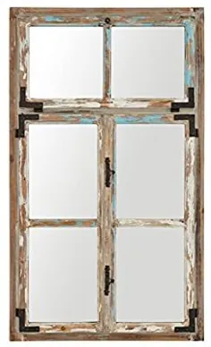 مارک آمازون - آینه پنجره سنگی و پرتوی آینه ، 48 "H ، پایان چوب عتیقه