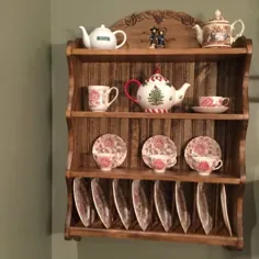 قفسه فنجان چای ، نسخه کالکتورها ، قفسه چوبی ، نمایش لیوان لیوان ، قفسه چوبی ، قفسه کلکسیونی لیوان های چای.