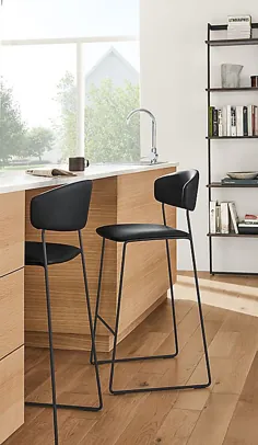 چهارپایه پیشخوان ولفگانگ در چرم مصنوعی - چهارپایه مدرن پیشخوان و بار - اتاق ناهار خوری مدرن و مبلمان آشپزخانه - اتاق و تخته