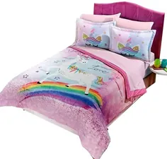 سرویس خواب روتختی DPW Unicorn Horse Comforter 3PC کامل دکوراسیون رنگین کمان