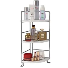3 طبقه Corner Spice Rack آشپزخانه حمام آشپزخانه سازمان دهنده Vanity Tray لوازم آرایشی لوازم آرایشی ذخیره سازی قفسه ایستاده ، نقره ای