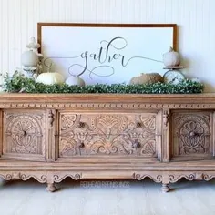 OUT of STOCK Rare Creamy Antique White French Country Sideboard Farmhouse Credenza Buffet Vintage Entryway Table Ornate Louis XV Style
