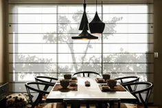 آویزهای تام دیکسون و صندلی های شیک اواسط قرن برای فضای غذاخوری مدرن آسیا - دکوئیست مناسب هستند