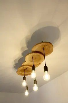 چراغ آویز چوبی - برش های افرا درست شده / چراغ سقفی چوبی / رفع نور چوب... - ایده های چوبی DIY - وبلاگ من