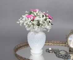 گلدان گلدان شیشه شیرینی گلدان Vent Fenton Vase Large Hobnail |  اتسی
