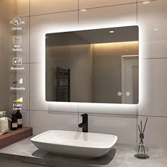 آینه حمام LED Vanity Mirror Dimkable EMKE 24 x 32 اینچ با چراغ های مخصوص دیوار ، حافظه روشنایی ، قابل تنظیم 3 رنگ ، ضد آب IP44 ، لیست UL (افقی / عمودی)