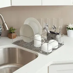 مبانی خانگی رک خشک کن ظروف به رنگ نقره ای