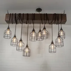 10 چراغ چراغ آویز پرتو چوبی با قفس