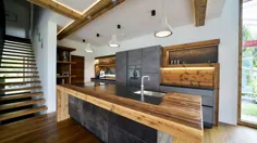 آشپزخانه مدرن با چوب اصلاح شده - طراحی Sendlhofer
