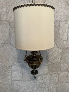 چراغ آویز آویز Vintage Stiffel MCM Brass Hanging Lamp |  اتسی