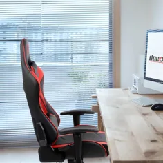 صندلی رایانه ای بازی Deco Gear DGCH02 Red Ergonomic Foam با پشتیبانی از سر و کمر قابل تنظیم ، تنظیم صندلی هیدرولیک ، بازوی قابل تنظیم ، چرخش 360 درجه ، چرخ های غلتکی