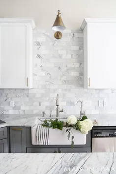 آشپزخانه خاکستری و سفید و مرمر - Maison de Pax